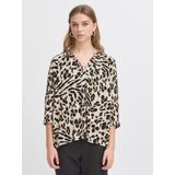 ICHI - IHMARRAKECH - Blouse - Beige - Dierenprint - Driekwart Mouw