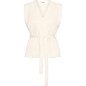 Ichi - Jassen - Beige - Elegante Jas met V-Hals en Riem