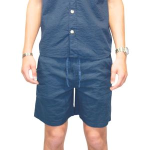 Solid Liam Seersucker Casual Short Heren Blauw dessin S