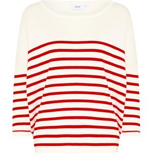 Gebreide Trui - Ice And F. Scarlet Stripe - Comfortabel - Ronde Hals - 3/4-Mouwen