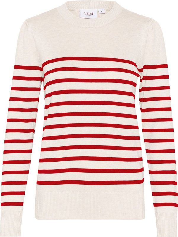 Pullover - Regular Fit - Wit - Rood