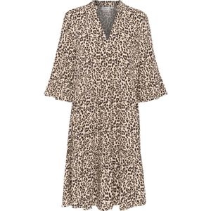 Dierenprint - Viscose - Uitgesneden Hals - Tuniek Kraag - Knielengte