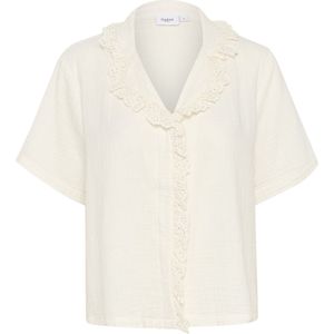 Saint Tropez - Blouse - Wit - Katoen - Ruche Detail V-hals