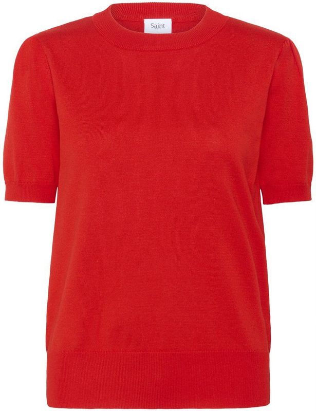 Saint Tropez - Milasz Ss Pullover - Gebreid - Flame Scarlet - 80% Viscose, 20% Polyamide