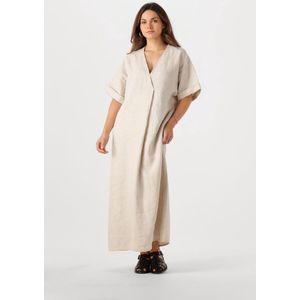 Haze Melange - Jurk - Beige - Linnen - V-hals - Wijde Mouwen