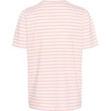 T-shirt - Fitted - Bonbon White Stripe - Korte Mouwen - Wit - Roze