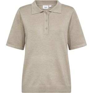 Gebreide Trui - Mélange - Knitwear - Knoopsluiting - Halve Mouw