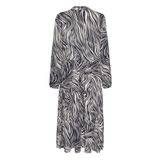 Jurk - Baritone Leaves Strokes - Multicolour - Loose Fit - Midi Lengte - 3/4 Mouwen