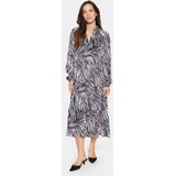 Jurk - Baritone Leaves Strokes - Multicolour - Loose Fit - Midi Lengte - 3/4 Mouwen