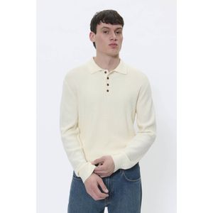 Matinique - MAkerone - Trui - Ecru - Met Wol en Ingebreid Patroon