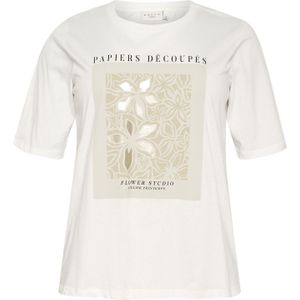 KAFFE CURVE Shirt 'Fiona'  beige / donkerbeige / zwart / wit