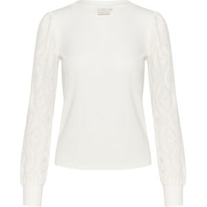 Kaffe - Feminine Jersey Blouse - Wit - Kantmouwen