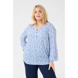 Blouse met lange mouwen Regular fit Blue/Chalk Graphic Print blue white