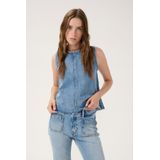 My Essential Wardrobe - Denim Top - Lichtblauw - Ronde Halslijn - Mouwloos