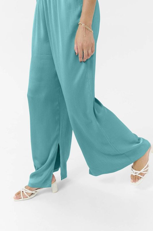 Kaffe - Wide Leg High Waist Broek - Blauw - 100% Polyester