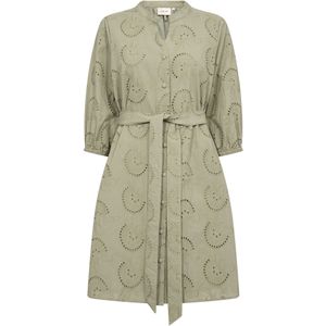 Cream Damesshirt V-hals Tying Riem Mid-Thigh Lengte 3/4 Mouwen, Tea, 34, Tea, 32