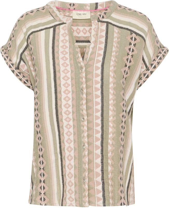 Blouse - Heuplengte - Katoen - Korte Mouwen - Fijne Was