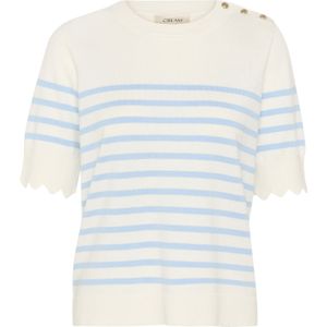 Gebreide Trui - Gestreept - Knitwear - Ronde Hals - Halve Mouw