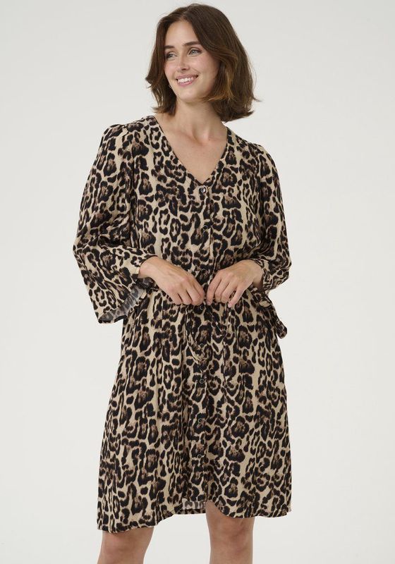 Kaffe - Jurk - Veelkleurig - 3/4 Mouwen - V-Hals