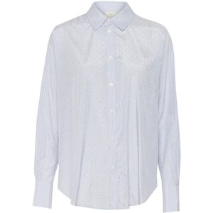 Kaffe - Kamilena - Blouse - Blauw/Wit - Viscose/Polyester/Polyamide