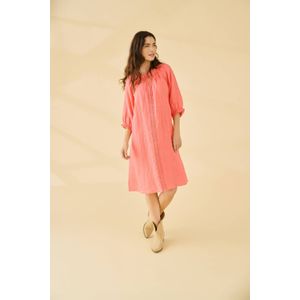 Cream - Zomerjurk - Zalm - Broderie - Driekwart Mouwen