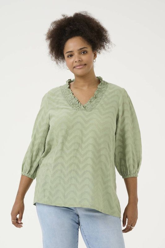 Blouse - Oil Green - Regular Fit - Lange Mouwen