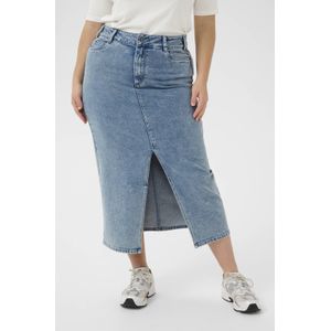 Kaffe Curve - Midi Spijkerrok - Light Blue Denim - Stretchdenim - 5-Pocket Ontwerp