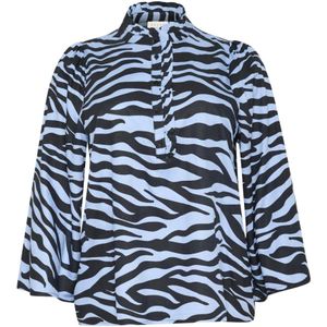 Kaffe Curve - Blouse - Multi - Viscose - Opstaande Kraag met Rushes