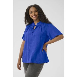 Kaffe Curve - Kclisana Blouse - Blauw - Korte Mouwen - V-hals