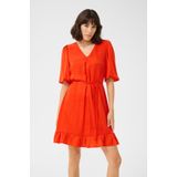 Kaffe - Elegante Jurk met Ruche Zoom - Rood