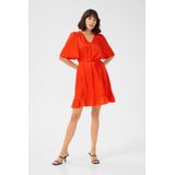 Kaffe - Elegante Jurk met Ruche Zoom - Rood