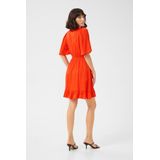 Kaffe - Elegante Jurk met Ruche Zoom - Rood