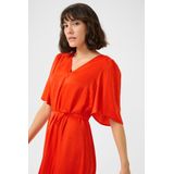Kaffe - Elegante Jurk met Ruche Zoom - Rood