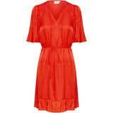 Kaffe - Elegante Jurk met Ruche Zoom - Rood