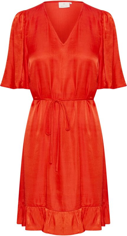 Kaffe - Elegante Jurk met Ruche Zoom - Rood