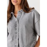 My Essential Wardrobe - Boxy Short Denim Shirt - Licht Grijs - Denim