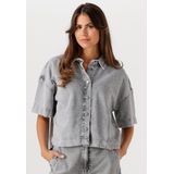 My Essential Wardrobe - Boxy Short Denim Shirt - Licht Grijs - Denim