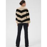 Kaffe - KAVerana - Trui - Sand/Zwart - Geribbelde Kraag - Lange Mouw