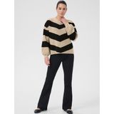 Kaffe - KAVerana - Trui - Sand/Zwart - Geribbelde Kraag - Lange Mouw