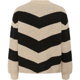 Kaffe - KAVerana - Trui - Sand/Zwart - Geribbelde Kraag - Lange Mouw