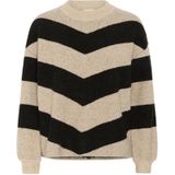 Kaffe - KAVerana - Trui - Sand/Zwart - Geribbelde Kraag - Lange Mouw
