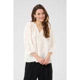 Kaffe - Blouse 'Pariva' - Wit - Klassieke Blouse - Losse Pasvorm - Driekwart Mouw