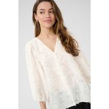 Kaffe - Blouse 'Pariva' - Wit - Klassieke Blouse - Losse Pasvorm - Driekwart Mouw