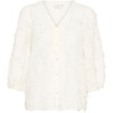 Kaffe - Blouse 'Pariva' - Wit - Klassieke Blouse - Losse Pasvorm - Driekwart Mouw