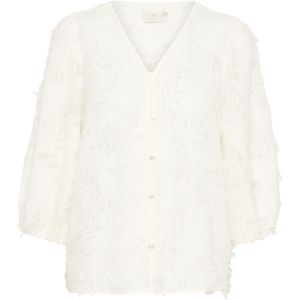 Kaffe - Blouse 'Pariva' - Wit - Klassieke Blouse - Losse Pasvorm - Driekwart Mouw