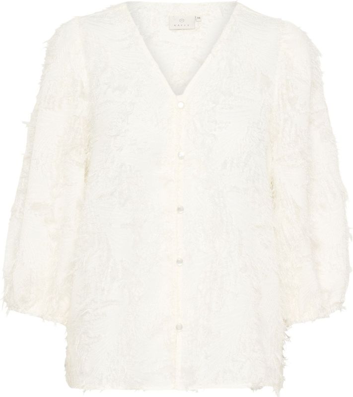 Kaffe - Blouse 'Pariva' - Wit - Klassieke Blouse - Losse Pasvorm - Driekwart Mouw