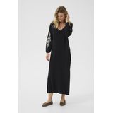 Cream - Maxi Jurk - Zwart - V-hals - Lange Mouwen