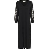 Cream - Maxi Jurk - Zwart - V-hals - Lange Mouwen