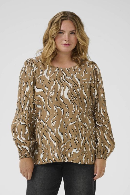 Kaffe Curve - Abstract Print Blouse - Veelkleurig - Lange Mouwen