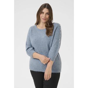 Kaffe Curve - Kcletty Pullover - Gebreide Trui - Blauw - Windward Blue Melange